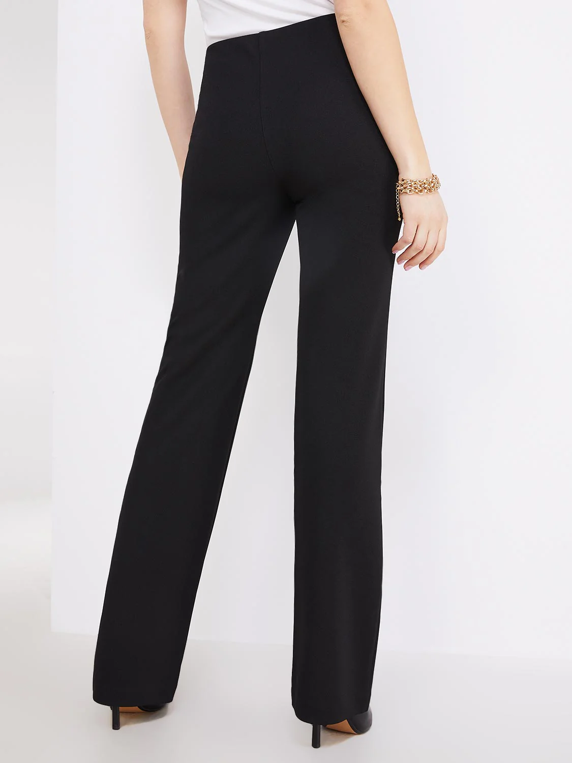 Textured Straight Leg Pull-On Pants