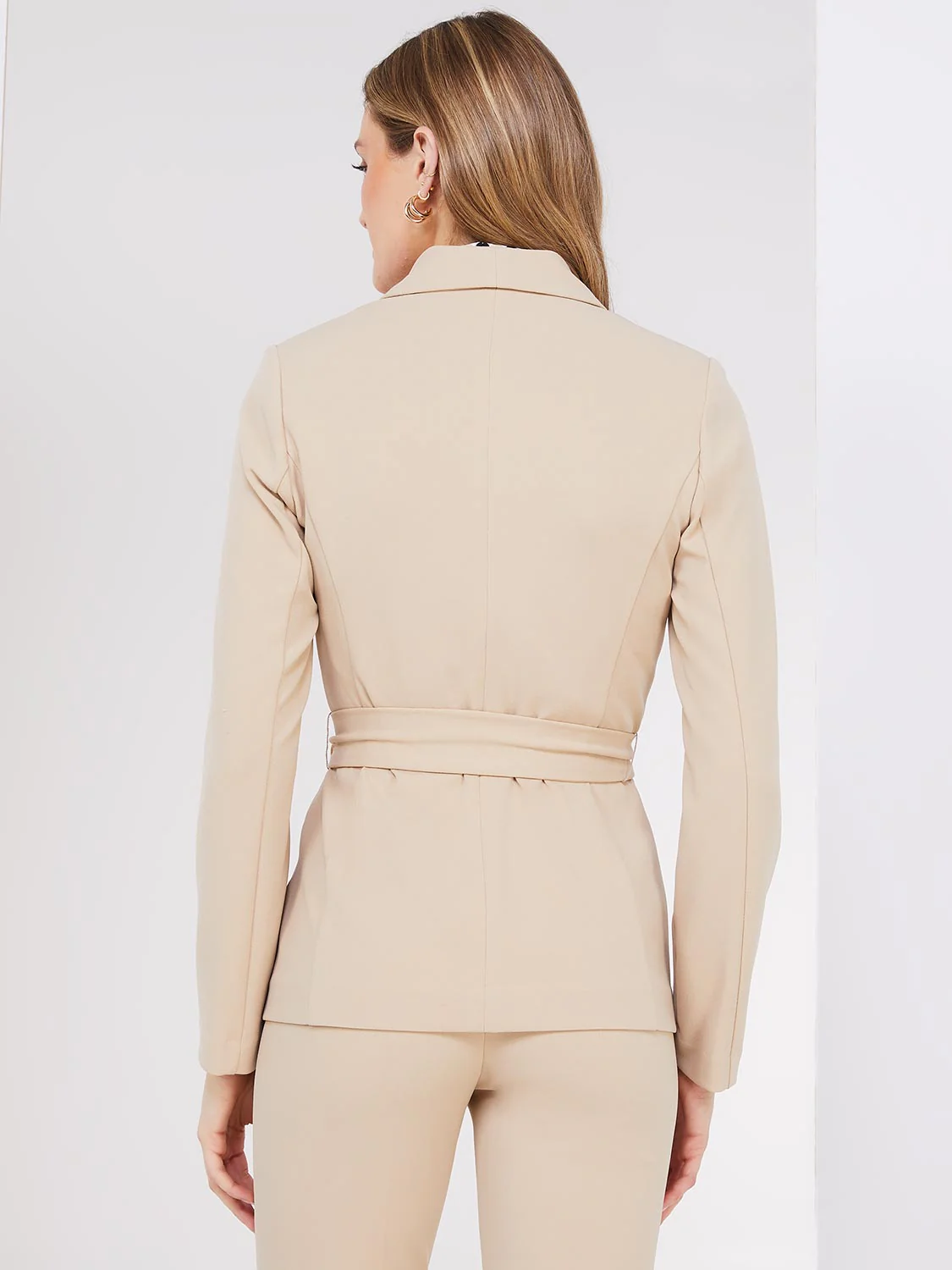 Sash Front Crepe Blazer