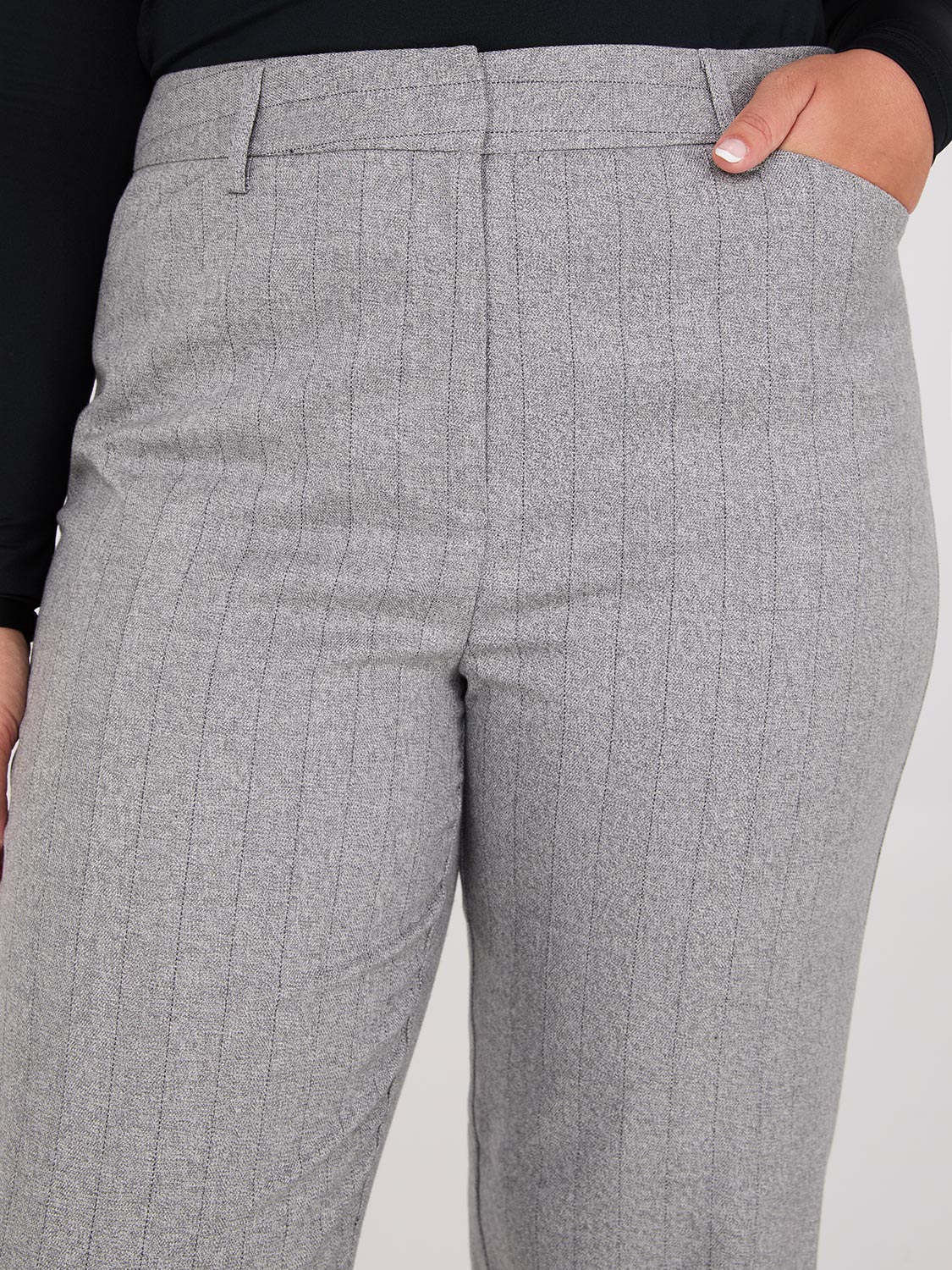 Pinstripe Straight Leg Long Length Pants