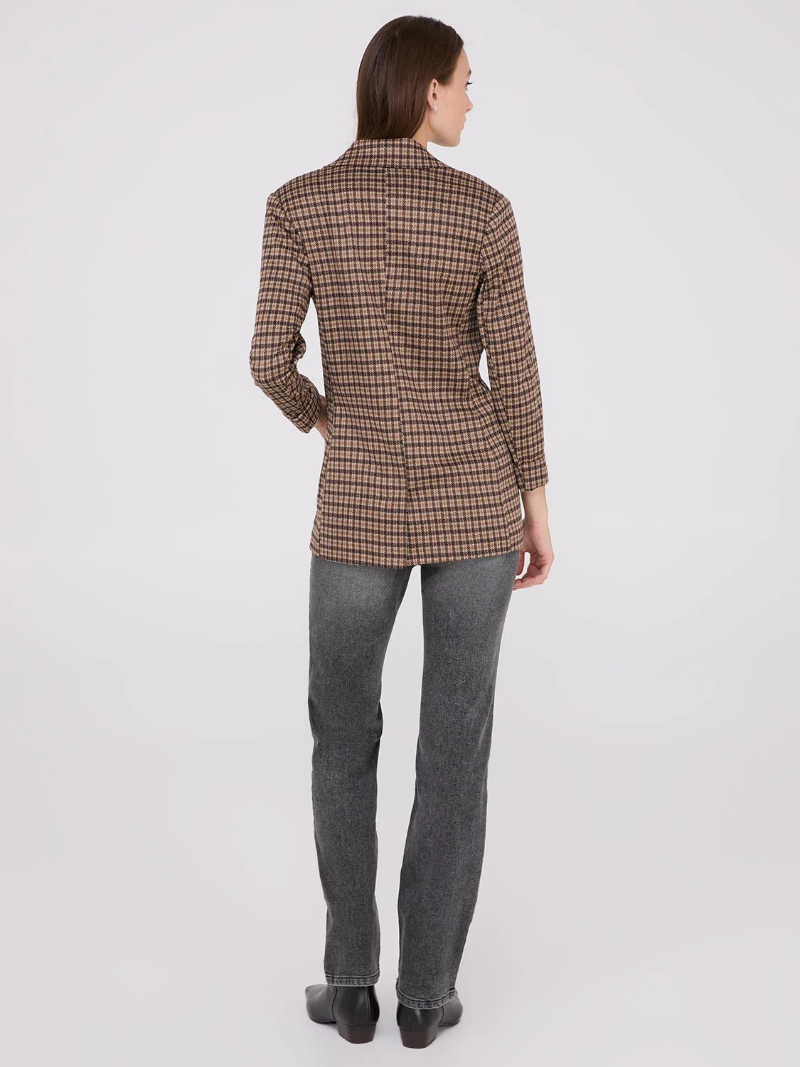 Houndstooth Button-Front Blazer