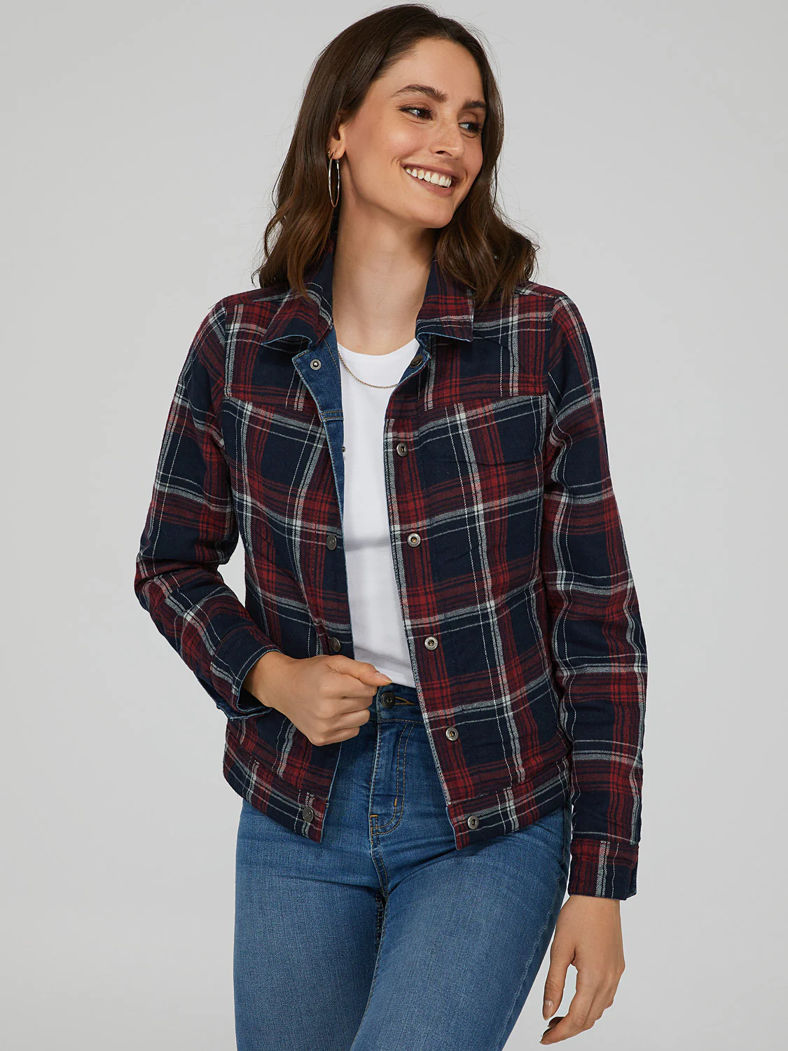 Reversible Plaid Denim Jacket