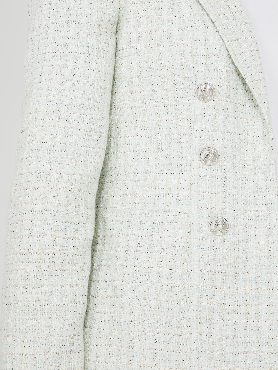 Faux Double-Breasted Boucle Blazer