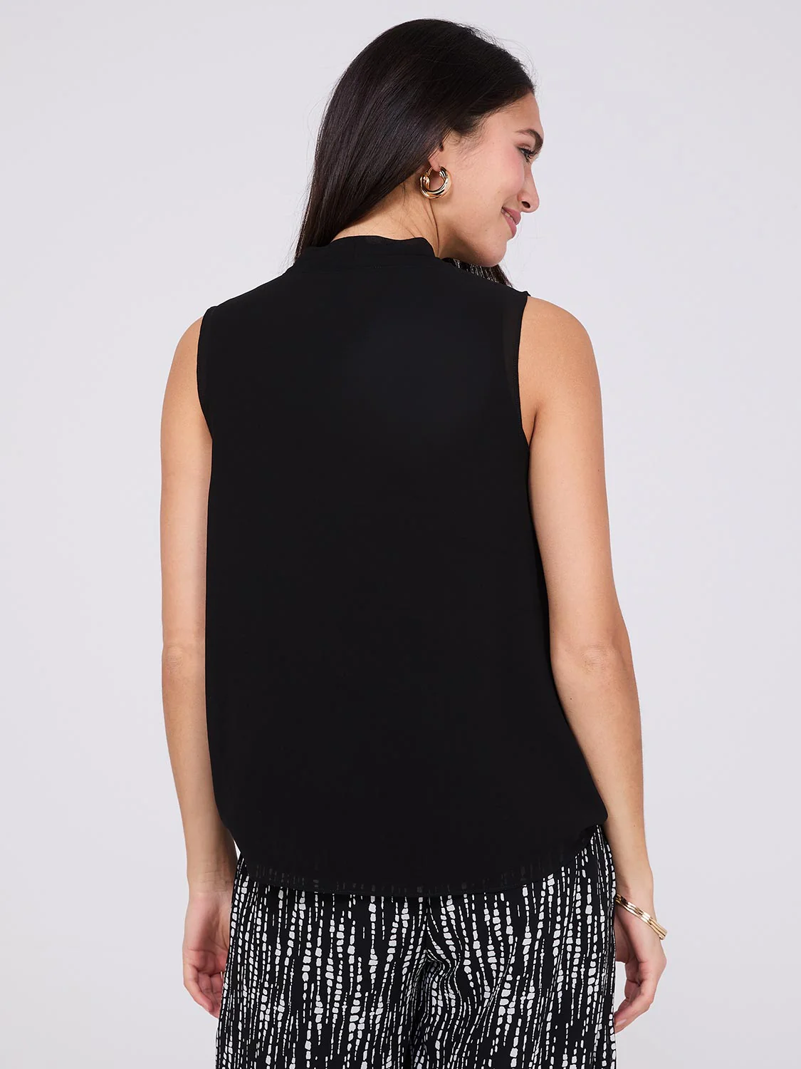 Sleeveless Chiffon Blouse with Blouson Wrap