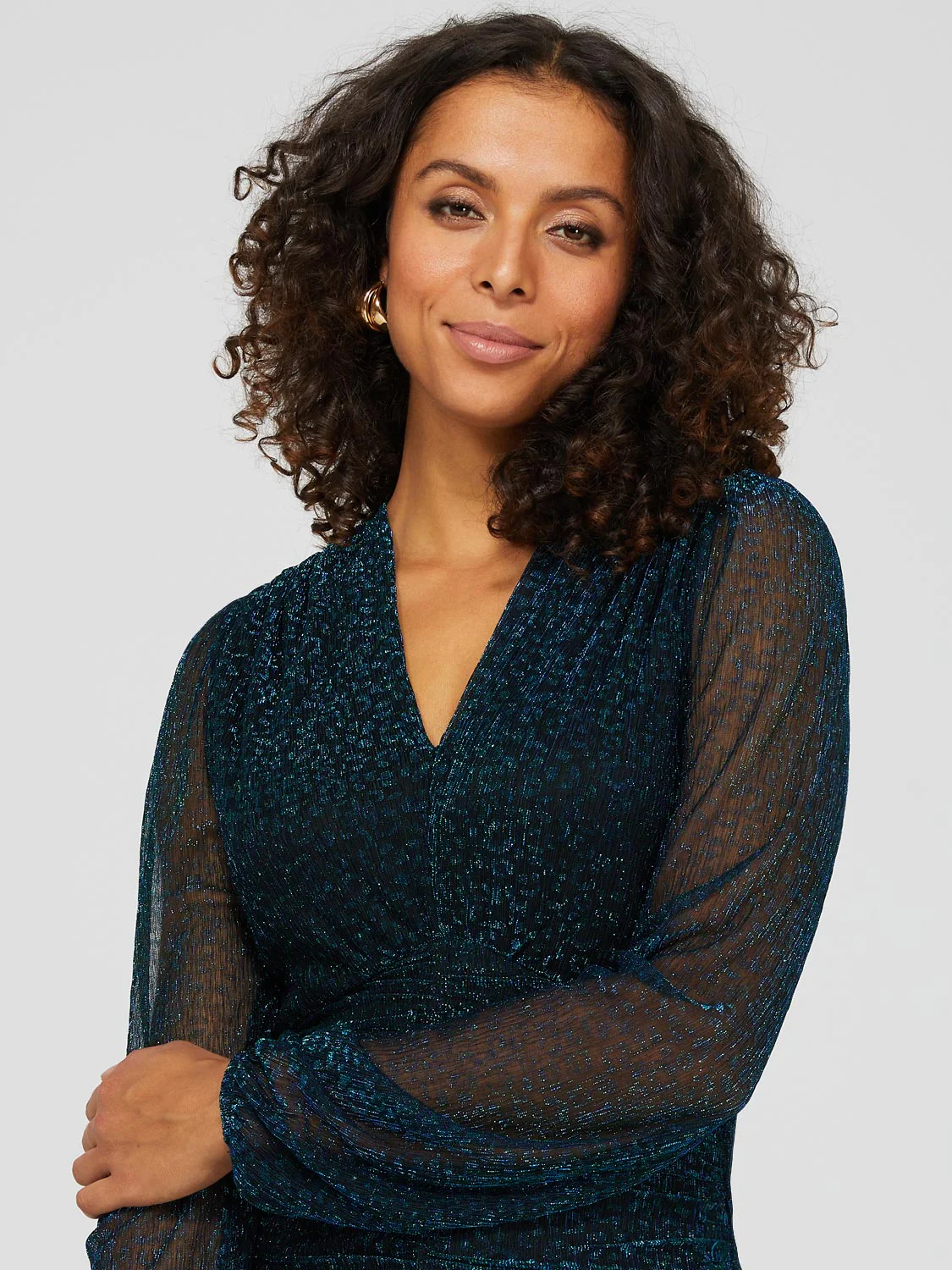 Long Balloon Sleeve Animal Print Top