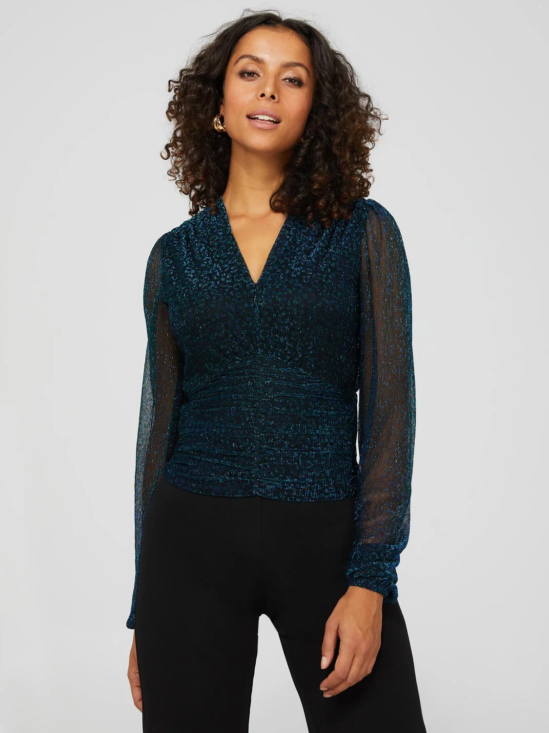 Long Balloon Sleeve Animal Print Top