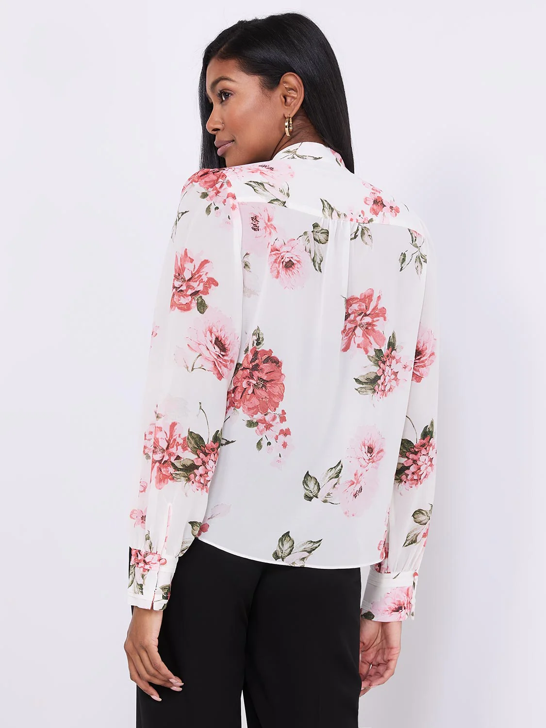 Floral Print Button-Front Blouse