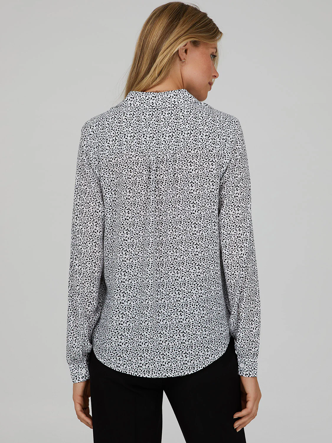 Printed Chiffon Button-Down Blouse