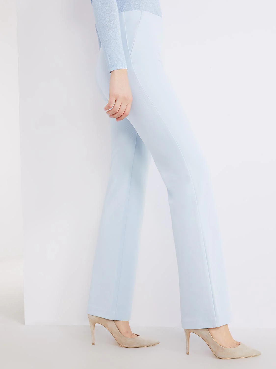 Textured Straight Leg Pull-On Pants