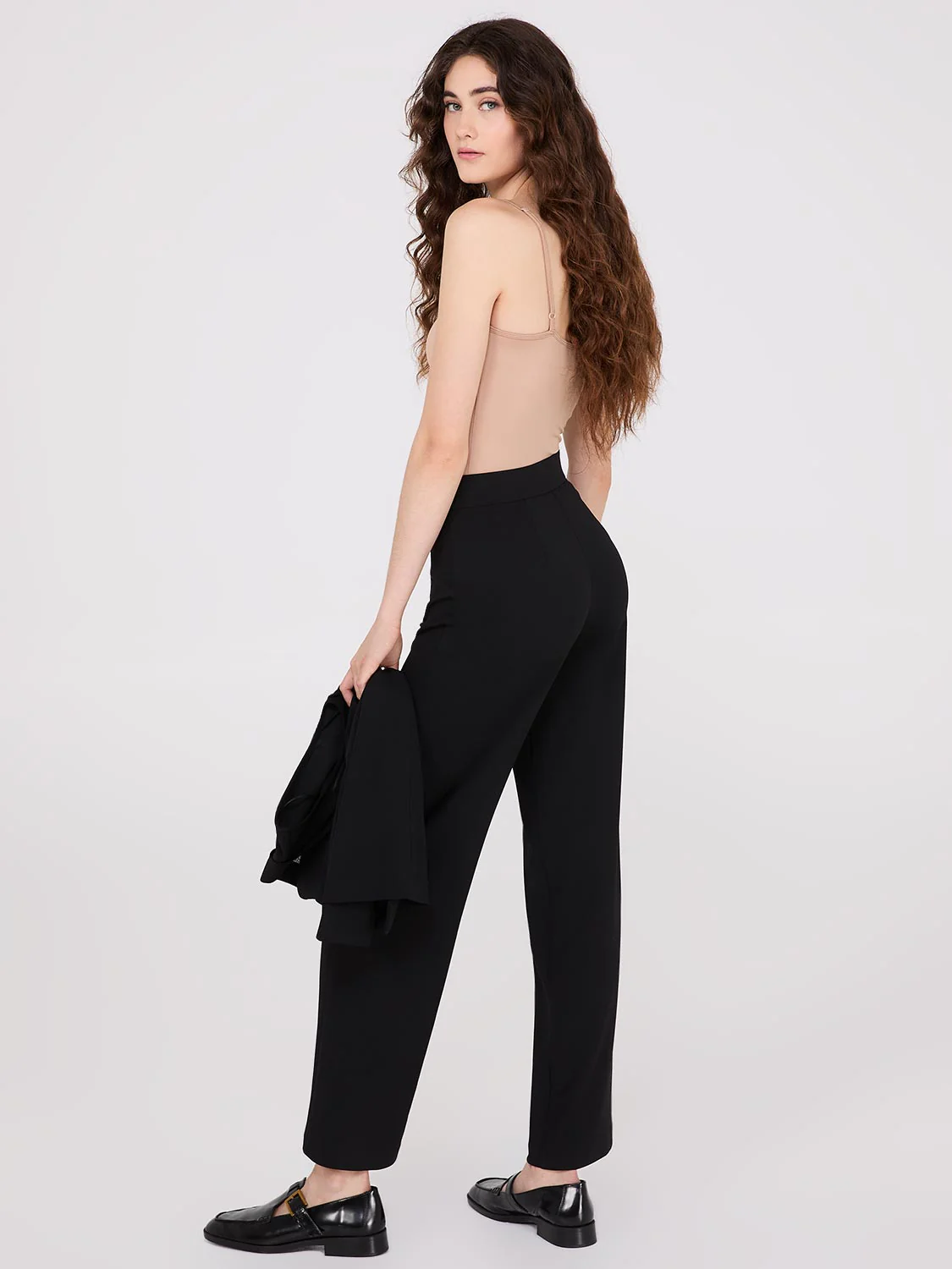 Wide-Leg Ankle Length Pants With Gold Button Details