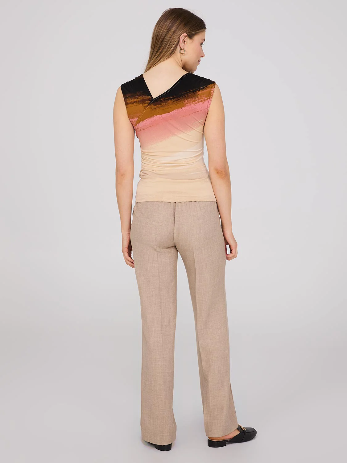 Sleeveless Brush Stroke Print Jersey Top