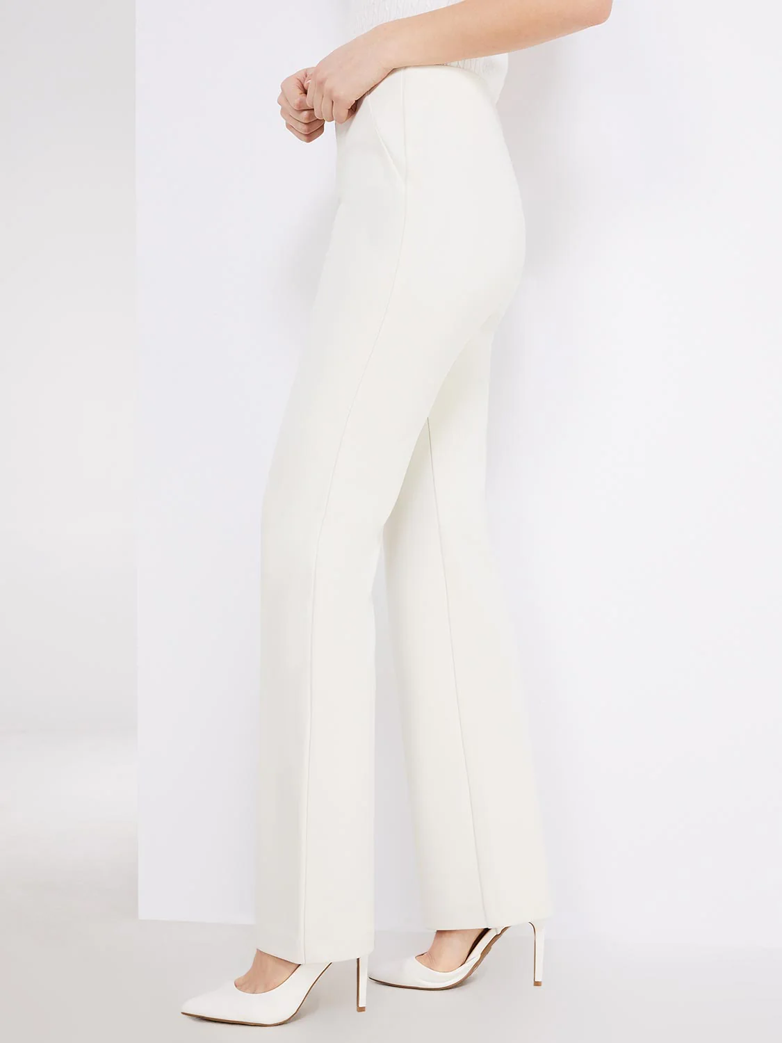 Textured Straight Leg Pull-On Pants