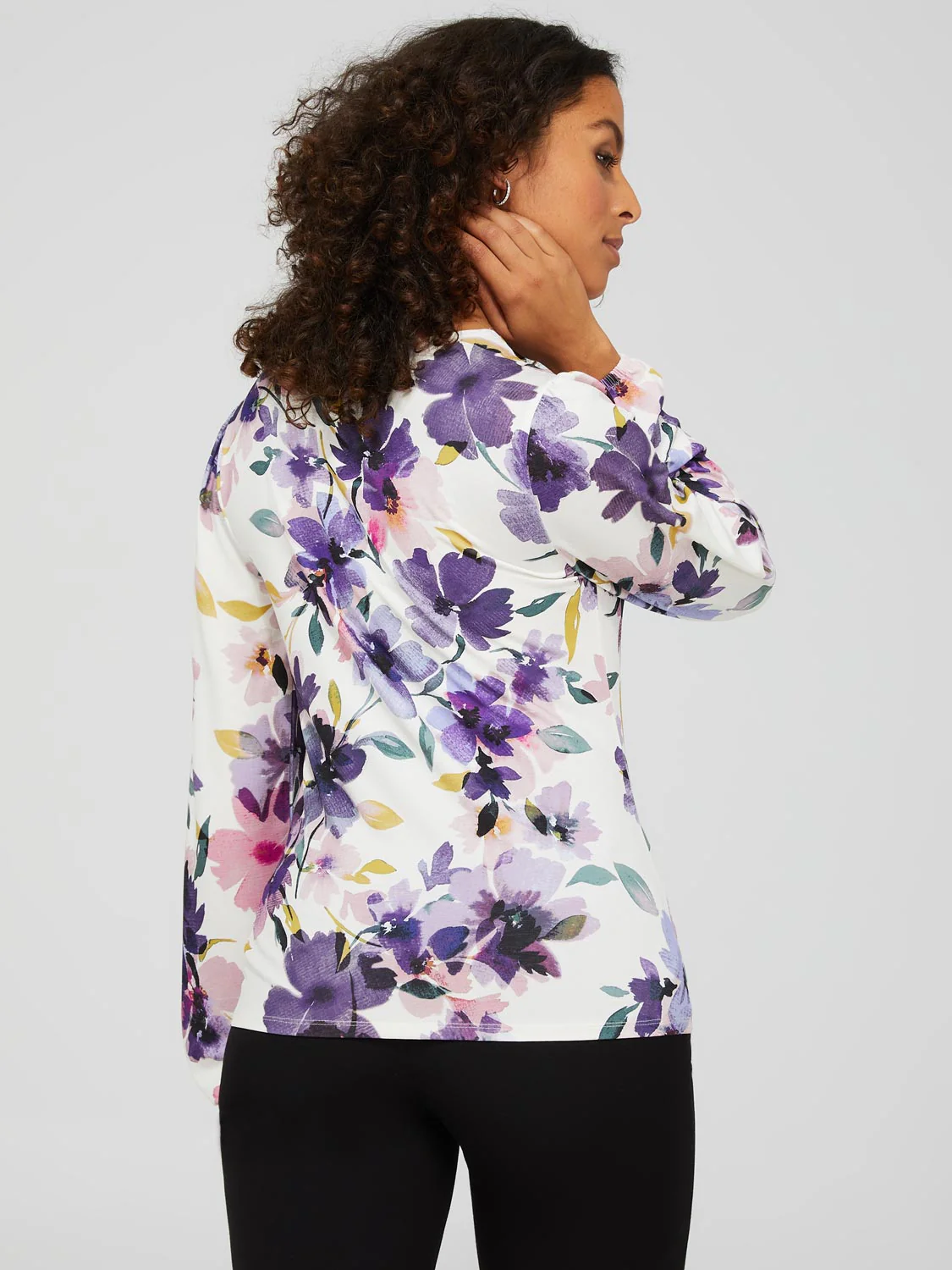 Floral Long Balloon Sleeve Top
