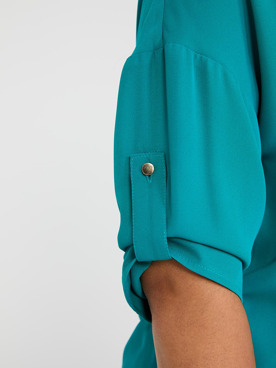 Print Zip Front V-Neck Top