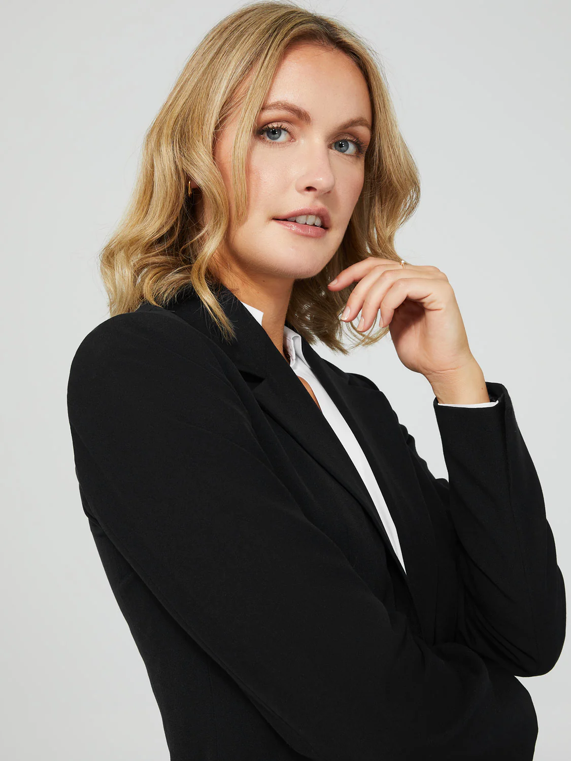 One-Button Long Sleeve Blazer With Pockets