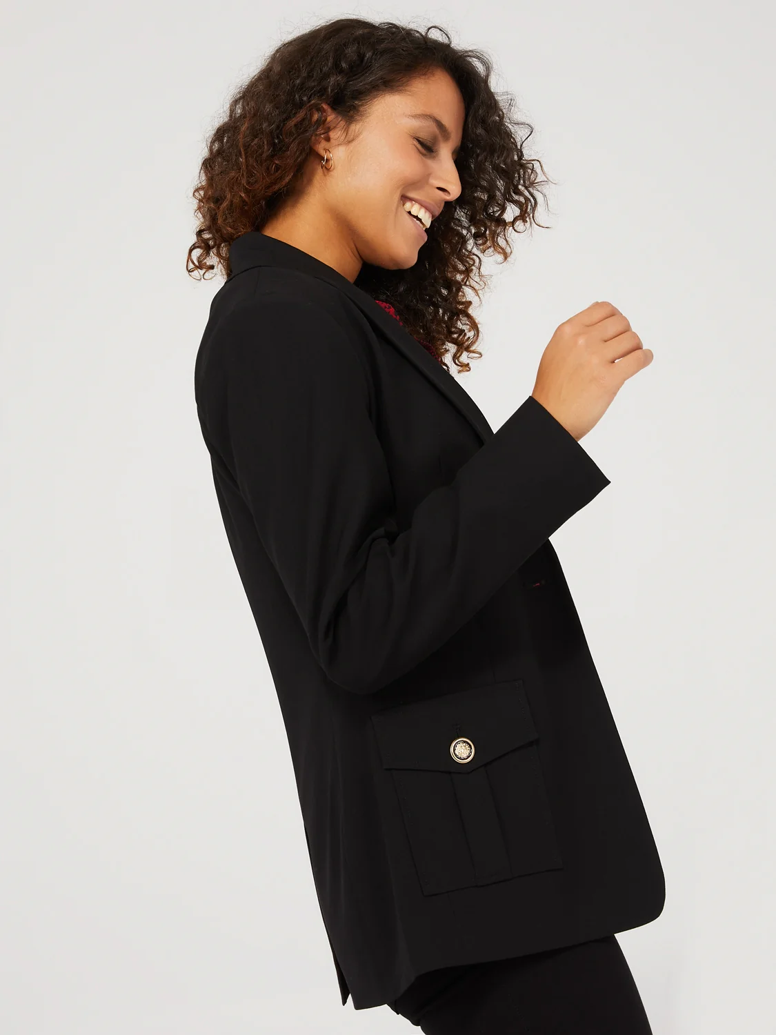 One-Button Blazer With Cargo Pockets