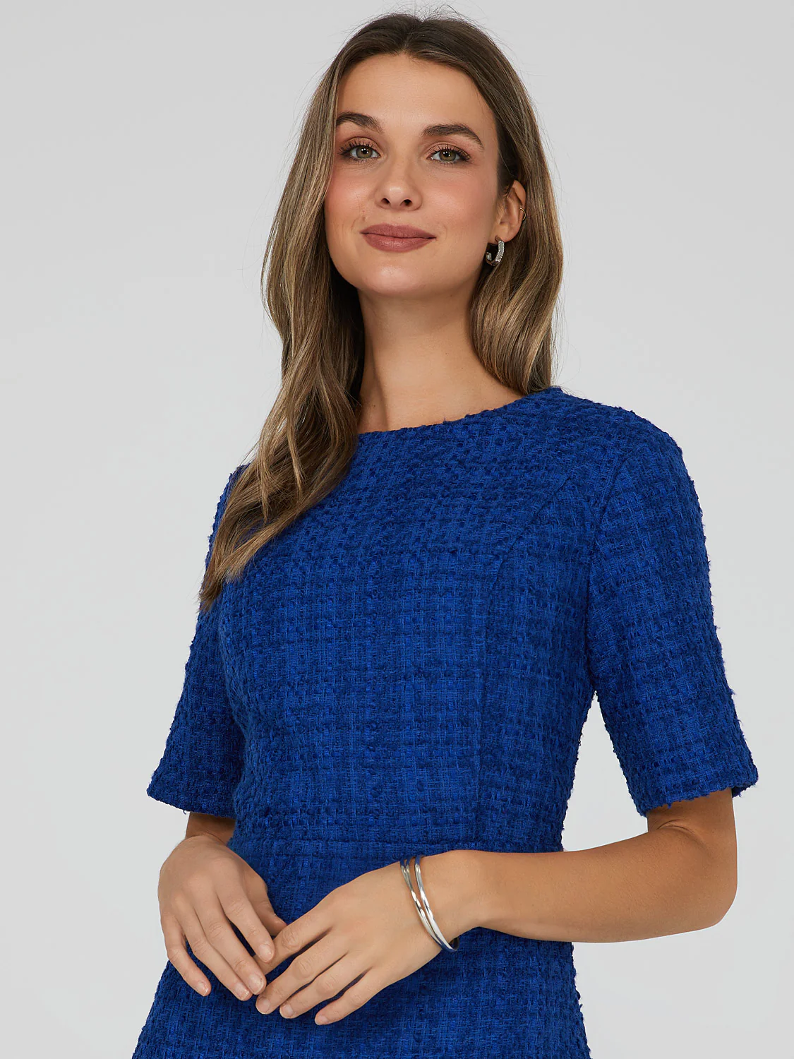 Ruffle Boucle Mini Dress