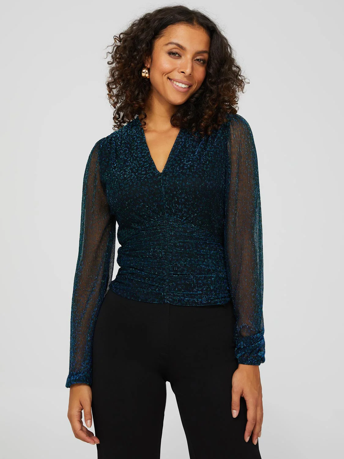 Long Balloon Sleeve Animal Print Top