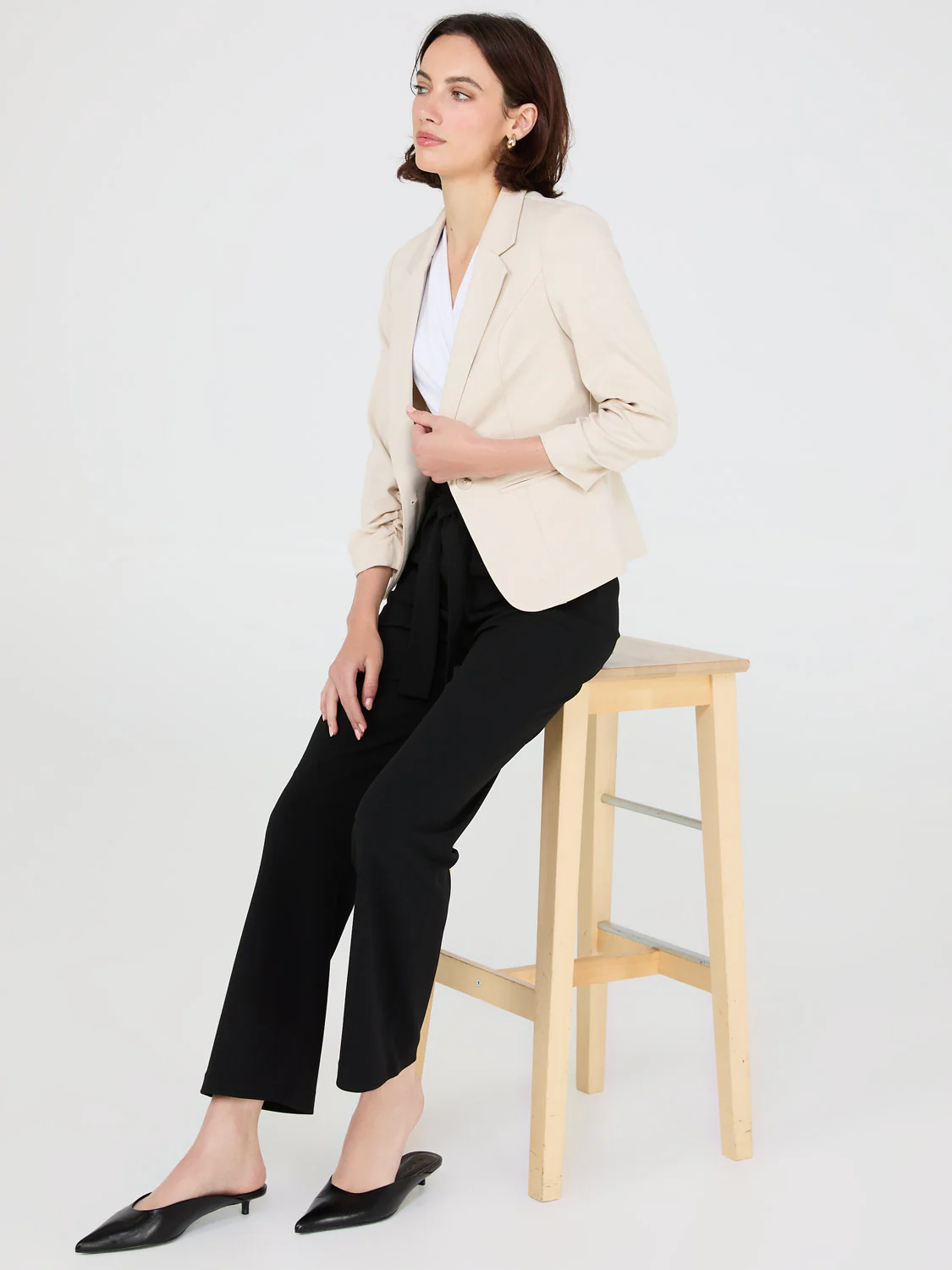 3/4 Ruched Sleeve Blazer