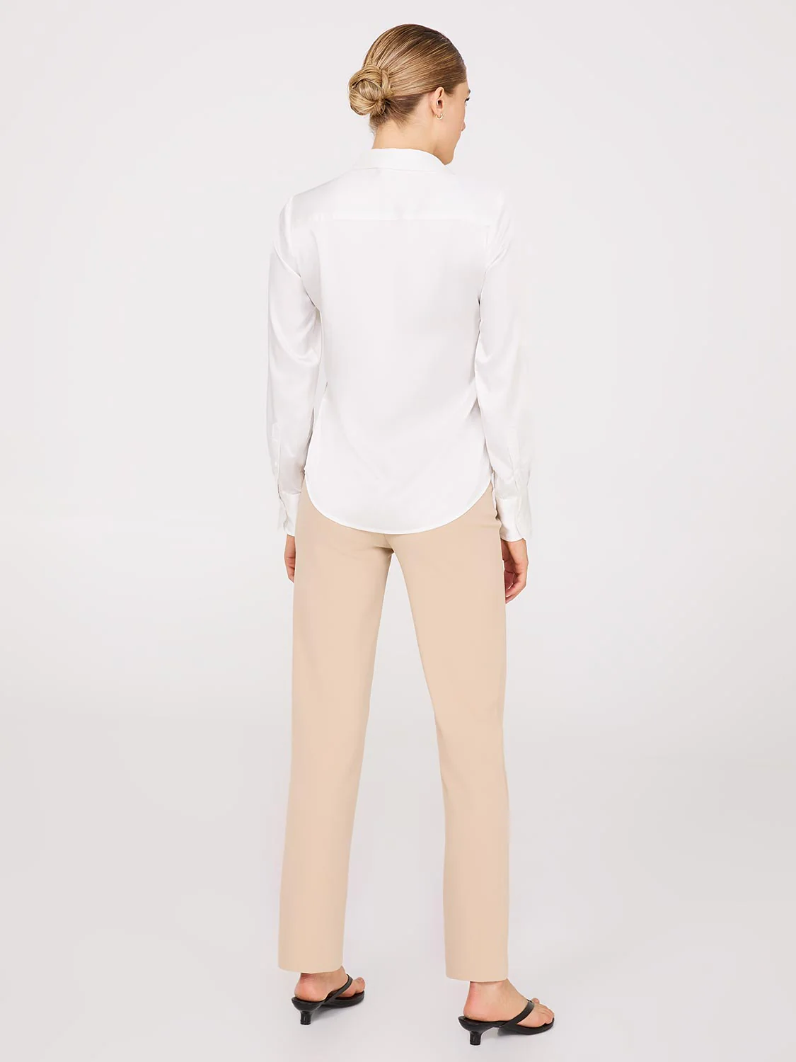 Satin Button-Front Blouse