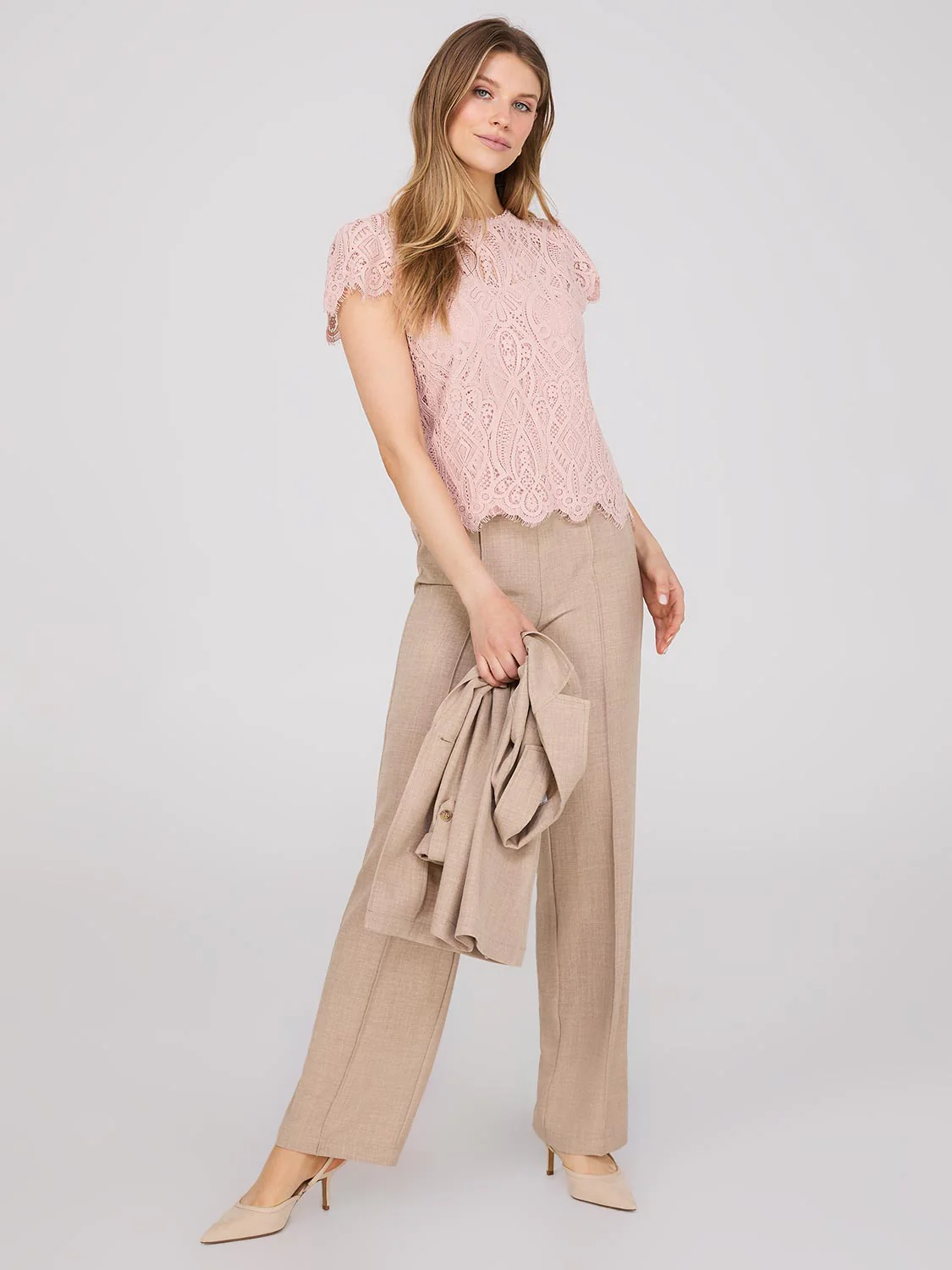 Sweetheart Neckline Top With Scallop Details