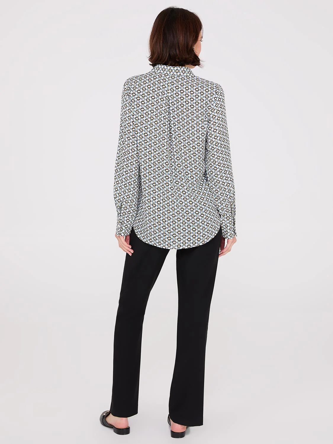 Print Chiffon Button-Front Blouse