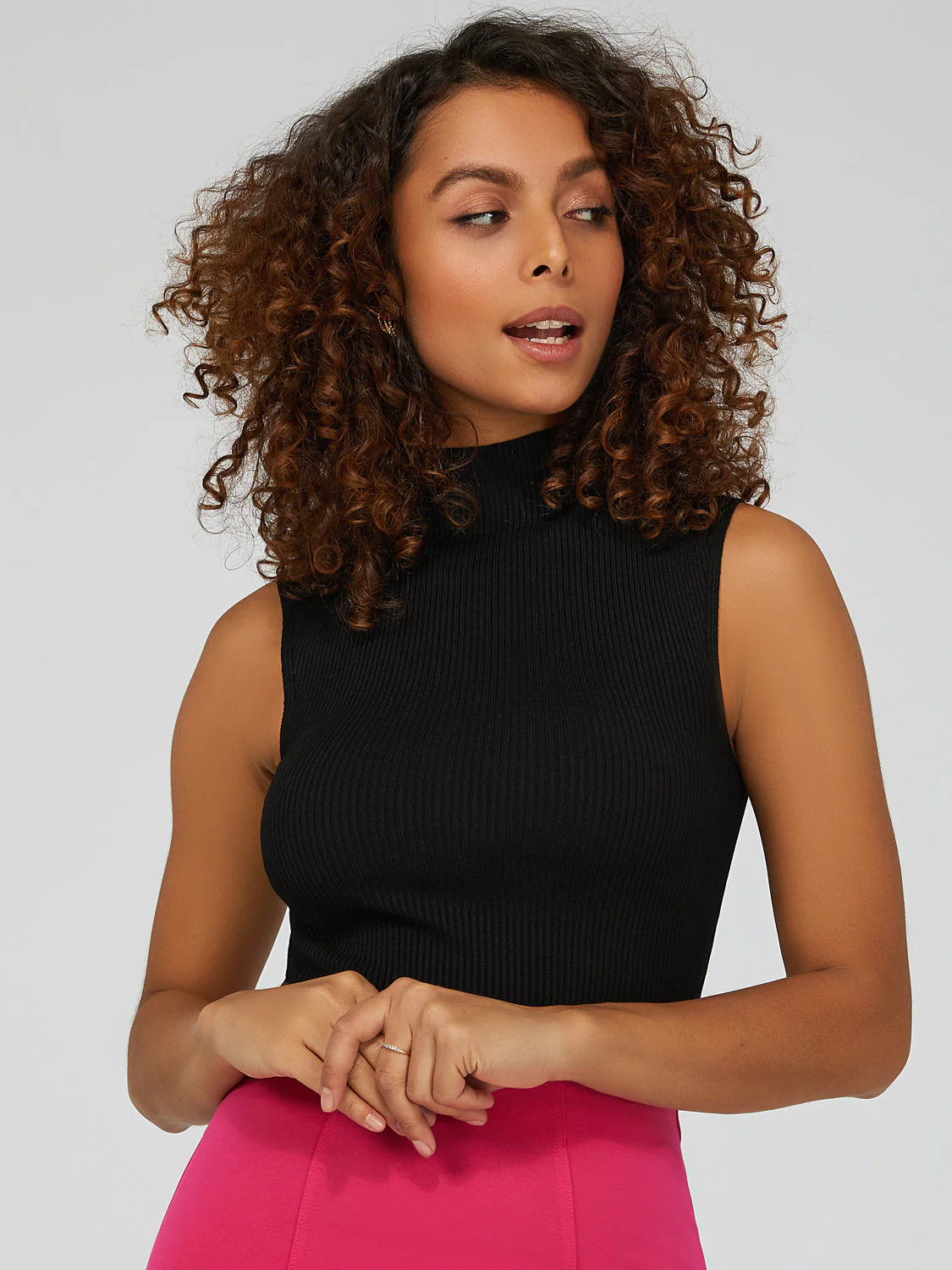 Sleeveless Mock Neck Sweater