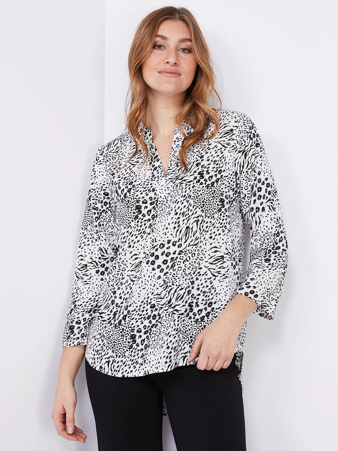 Printed Split Neck Blouse