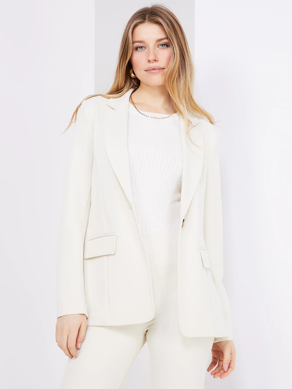 One-Button Textured Blazer