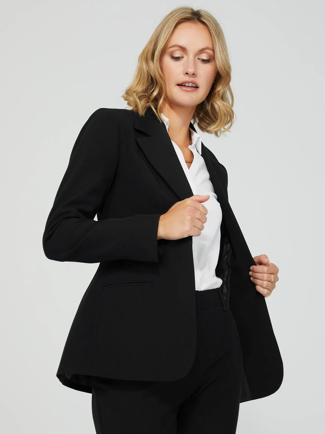 One-Button Long Sleeve Blazer With Pockets