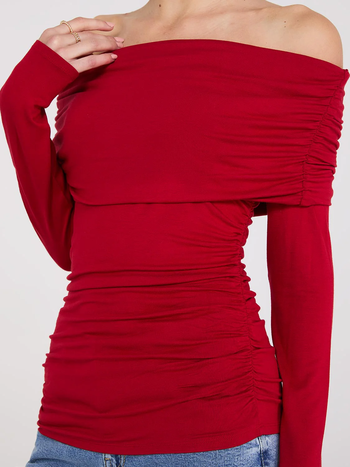 Ruched Off-The-Shoulder Top