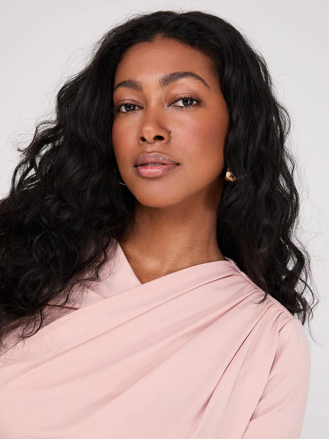 Ruched Drape Neck Top