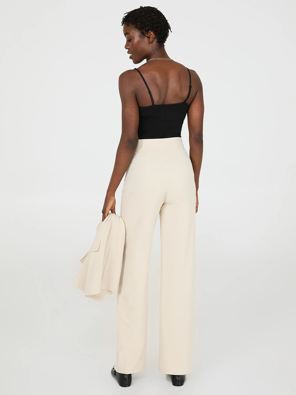 Wide-Leg Ankle Length Pants With Gold Button Details