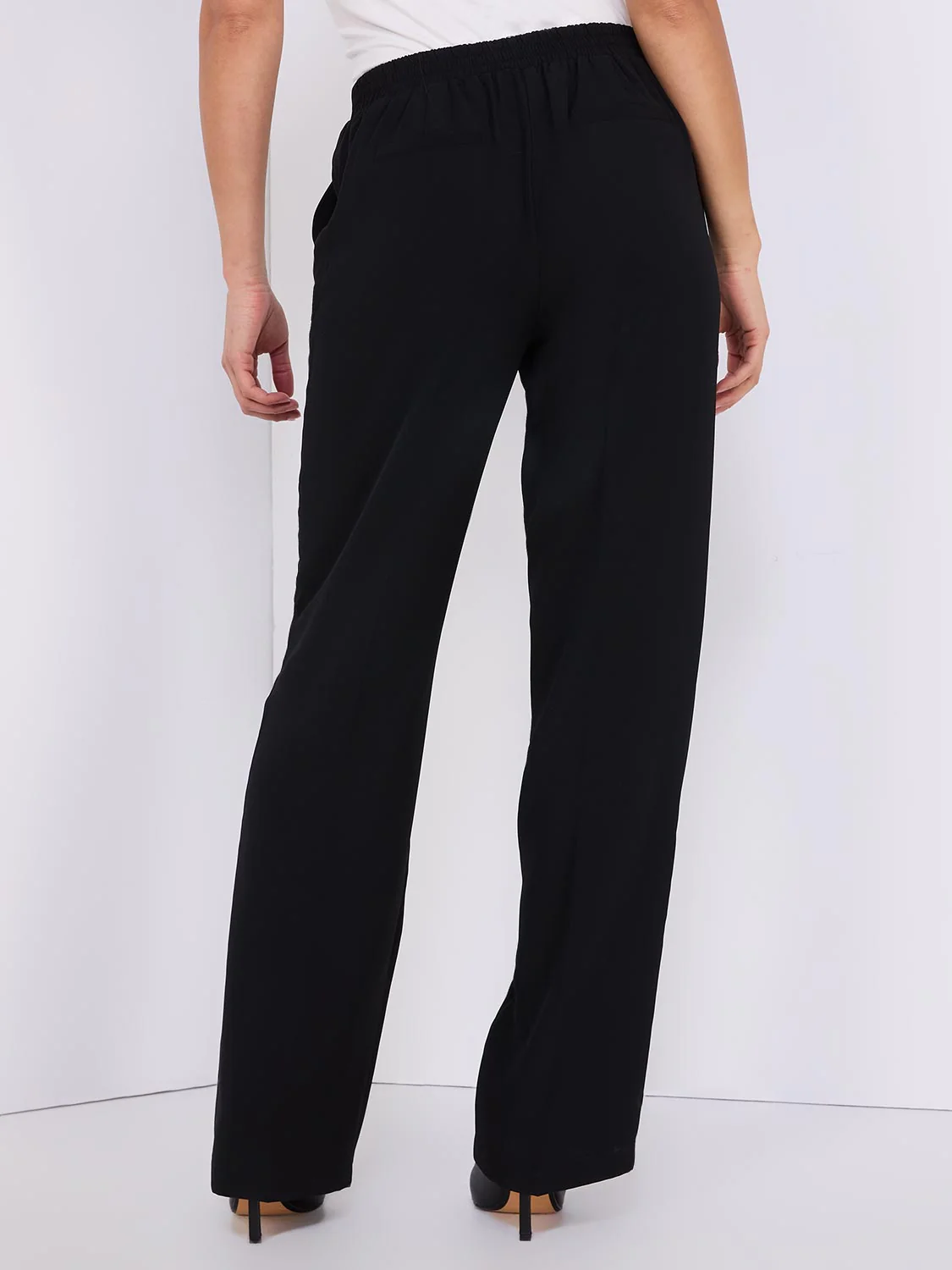Wide Leg Pull-On Trousers