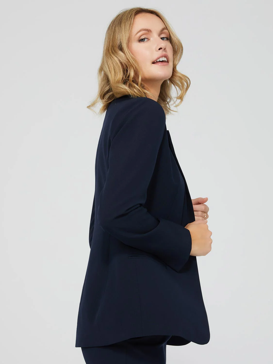One-Button Long Sleeve Blazer With Pockets