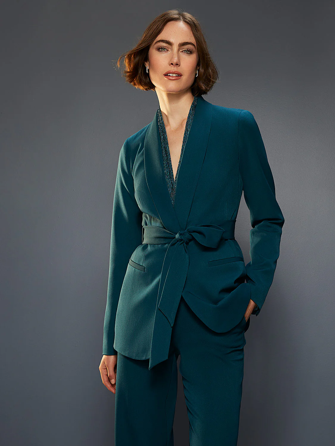 One Button Shawl Collar Blazer