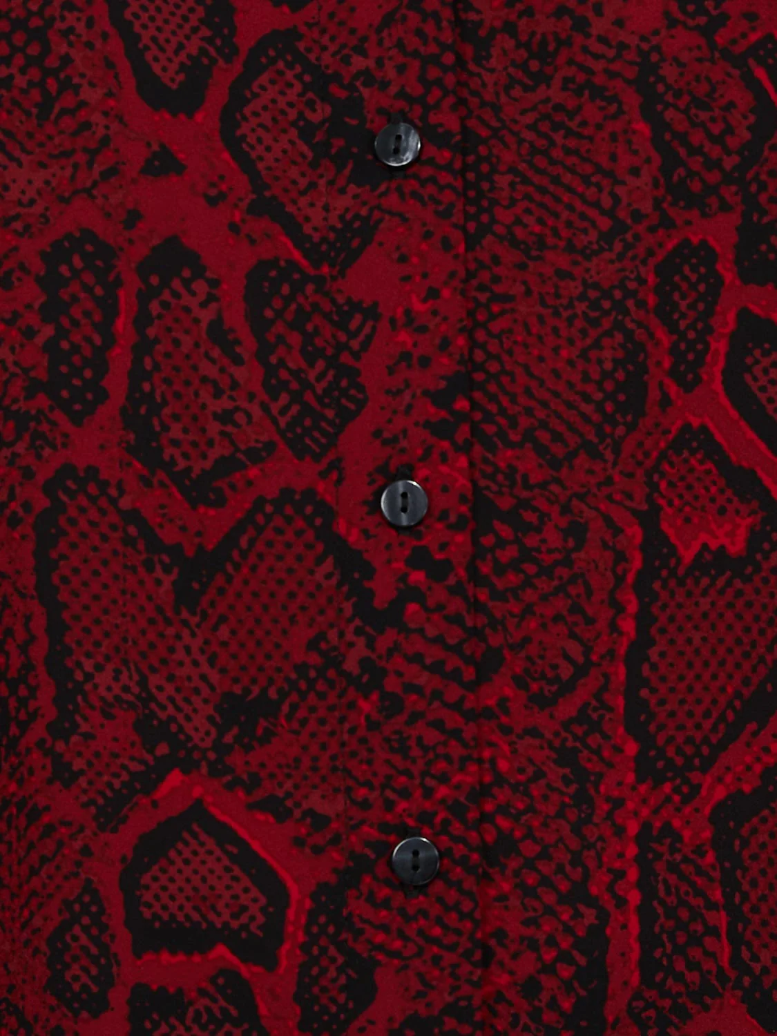 Snakeskin Print Crepe Long Sleeve Button-Front Blouse