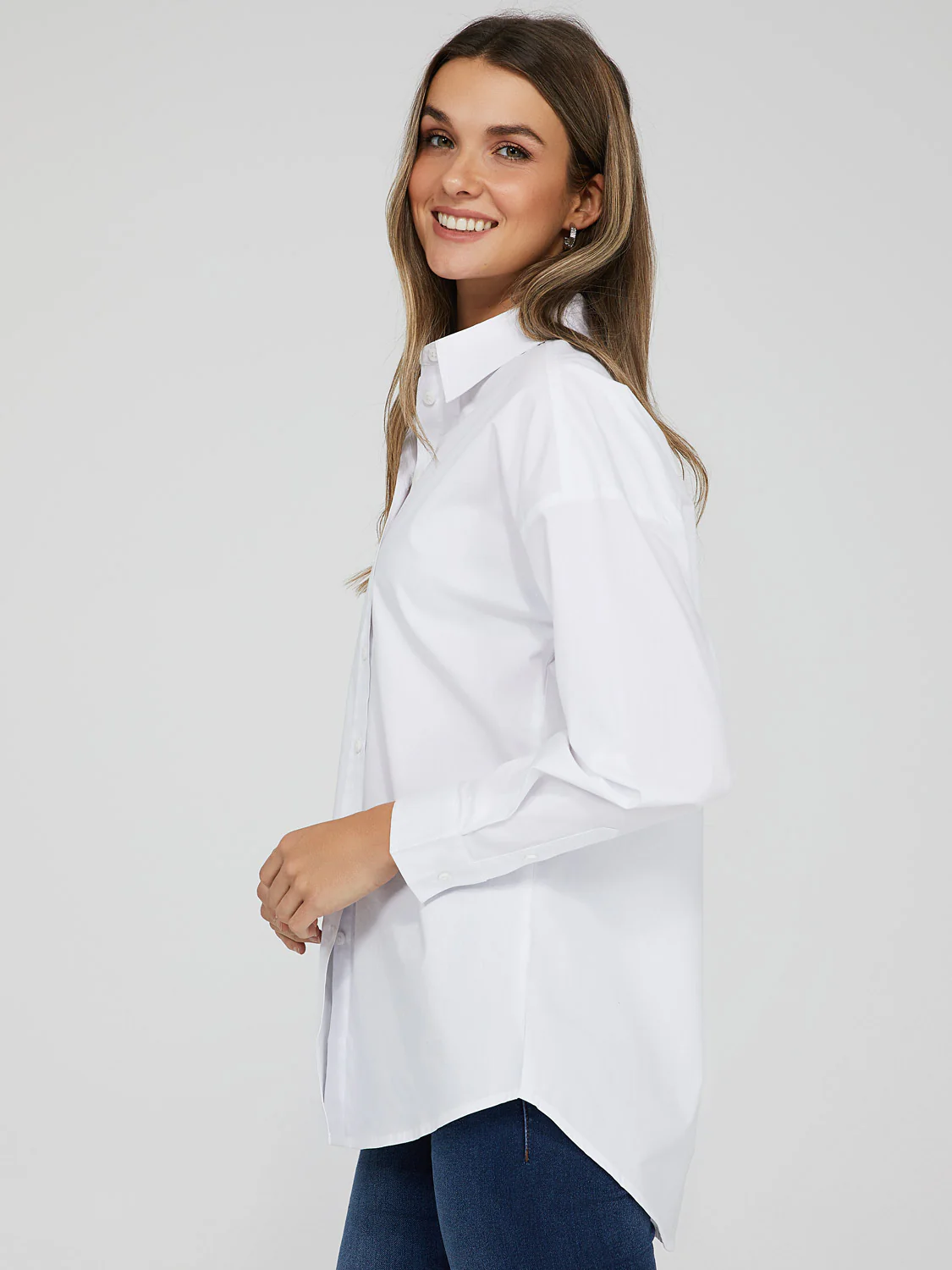 Oversized Long Sleeved Button Down Blouse