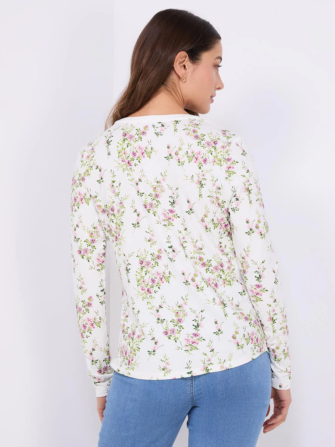 Floral Print Notch Collar Top