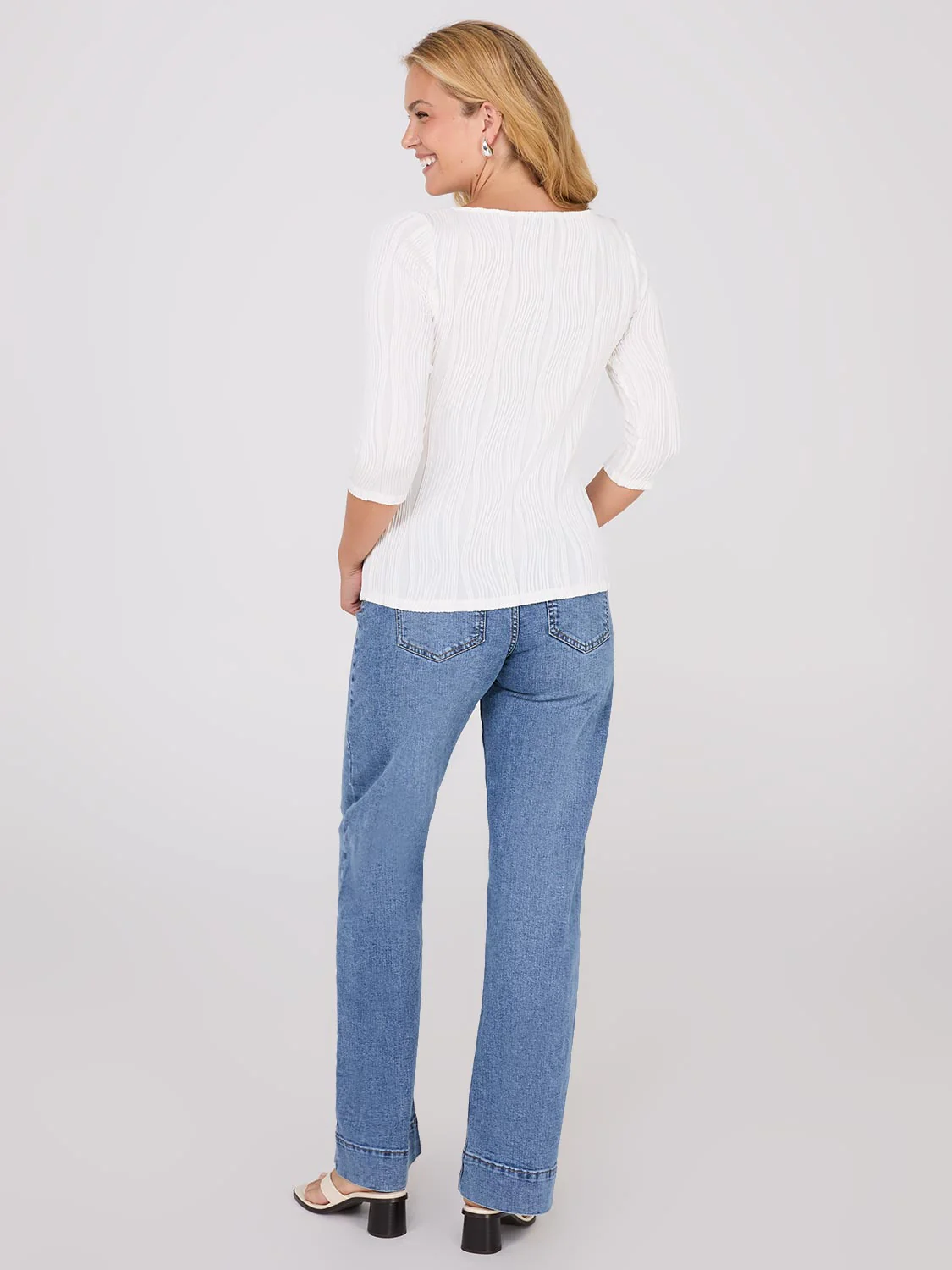 Wave Pattern Boat Neck Top