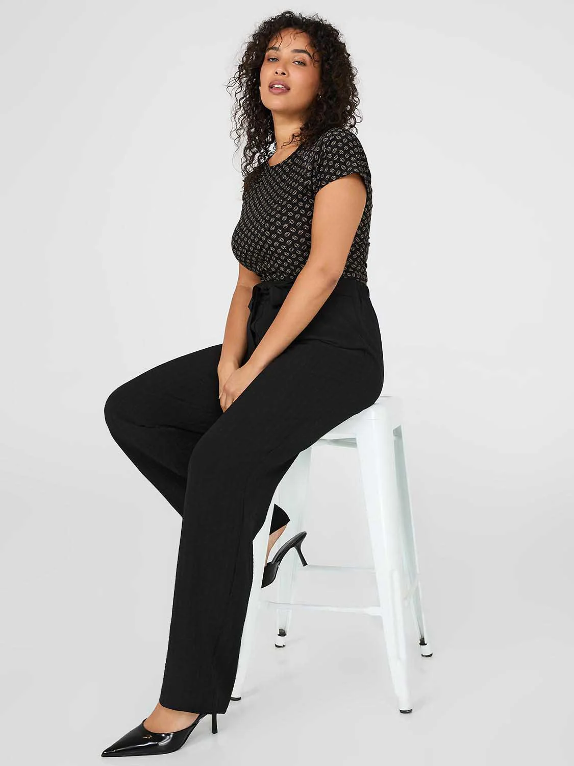 Dobby Stripe Straight-Leg Long Length Pants