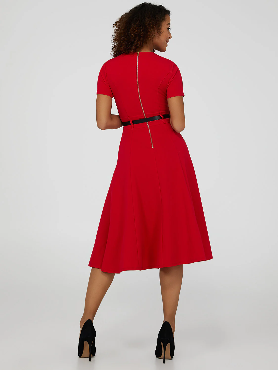 Short Sleeve Midi Dress With Belt