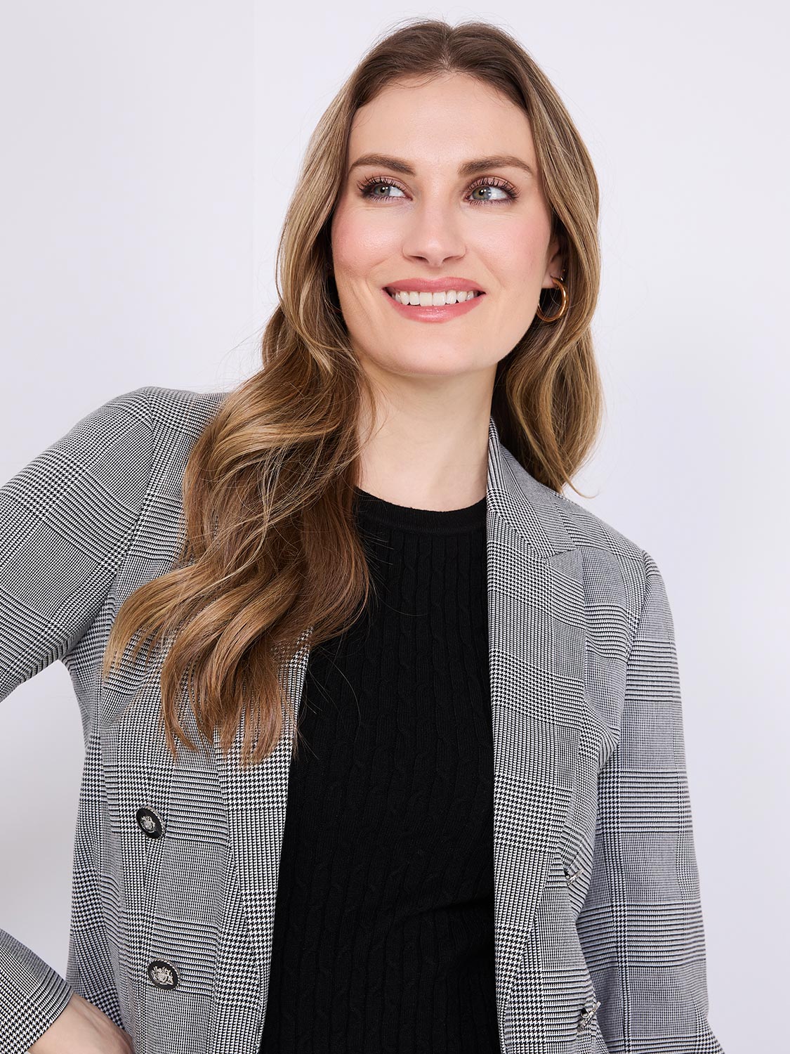 Plaid Faux Double Breasted Blazer