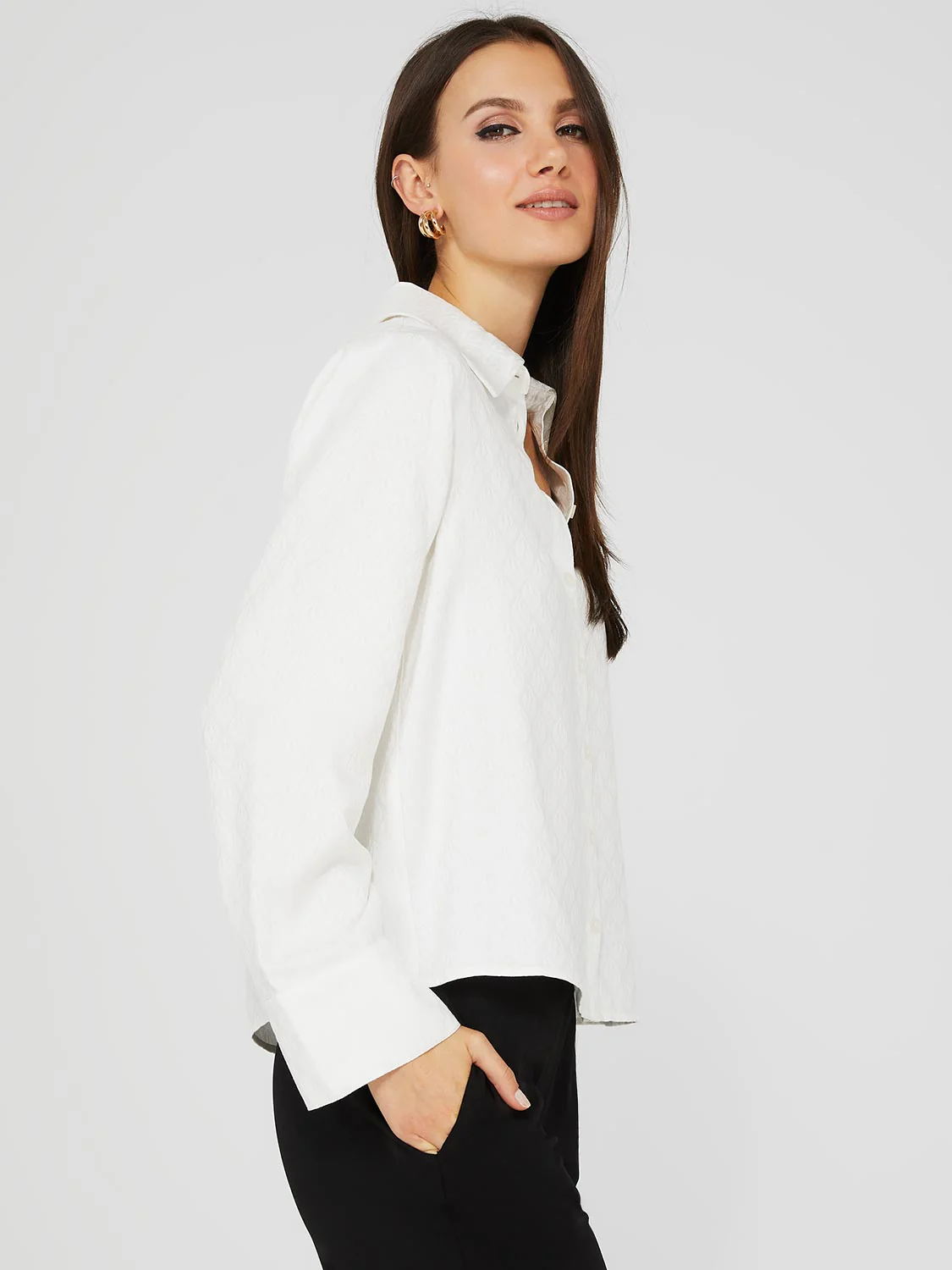 Button-Front Blouse With Wide Sleeves