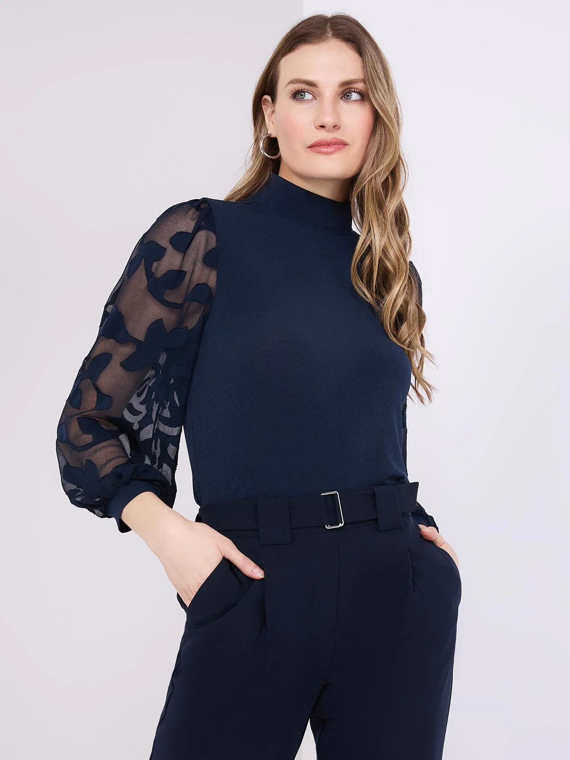 3/4 Sleeve Mock Neck Top