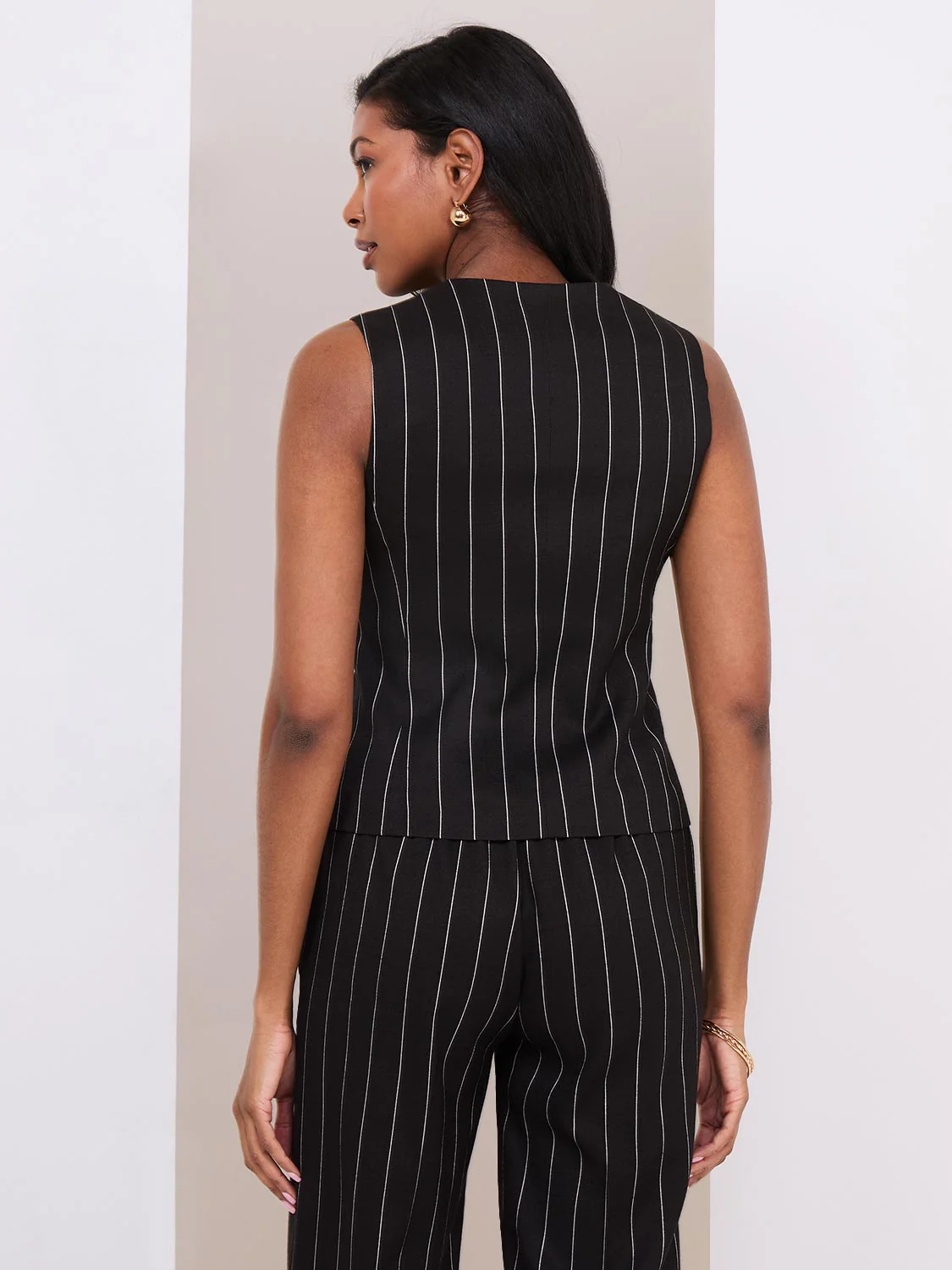 Pinstripe Button-Front Vest