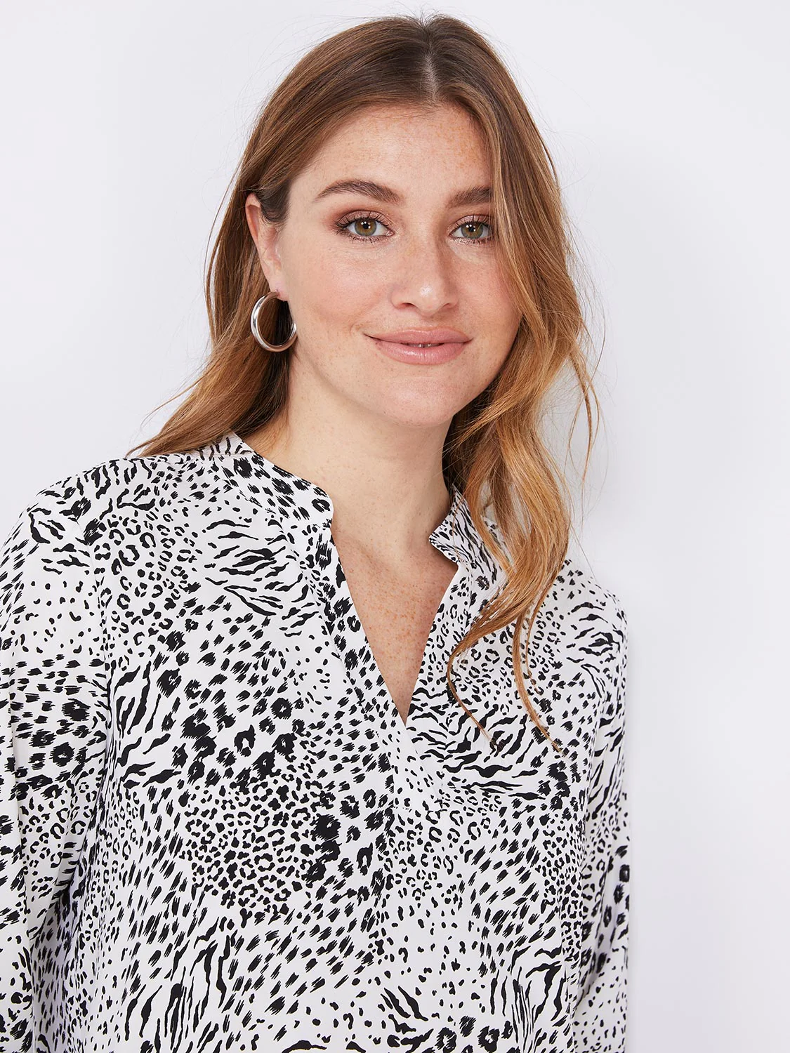 Printed Split Neck Blouse