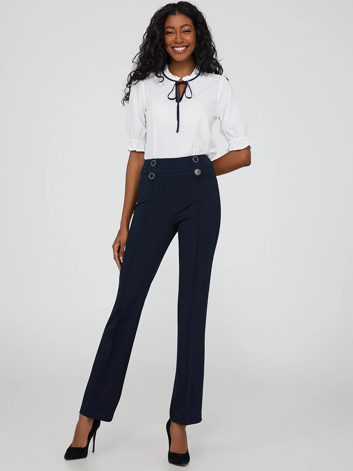 Pull-On Pant With Front Button Detail