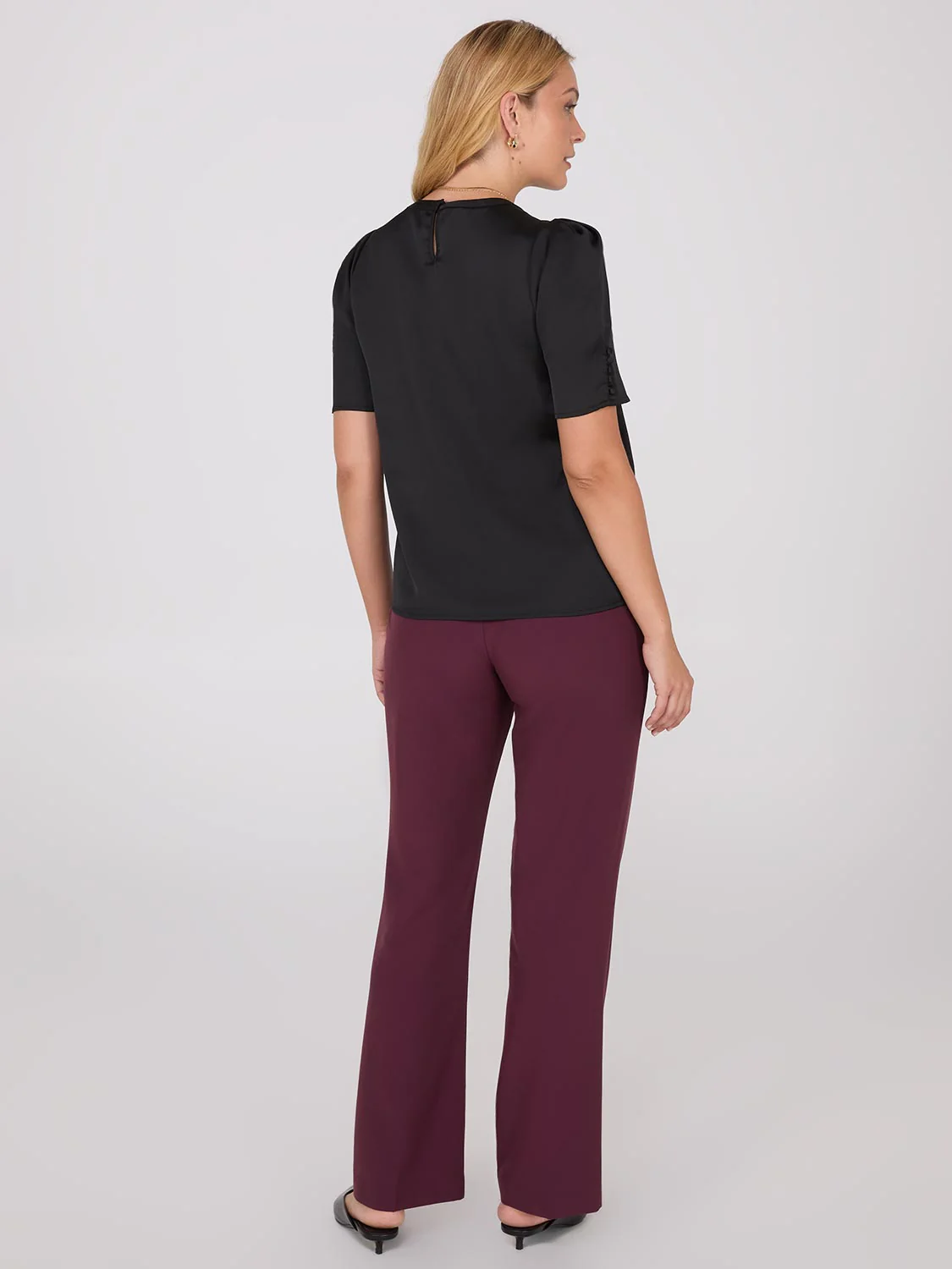 Satin Puff Sleeve Popover Top