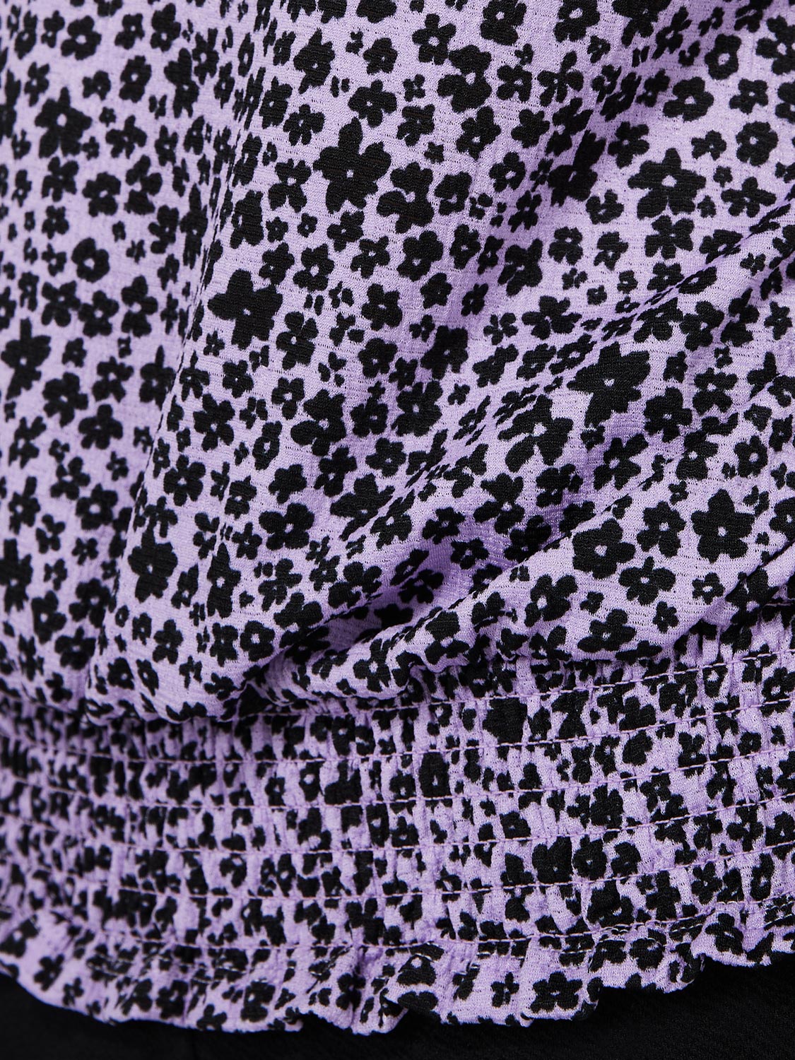 Printed Textured T-Shirt With Smocked Bottom Band