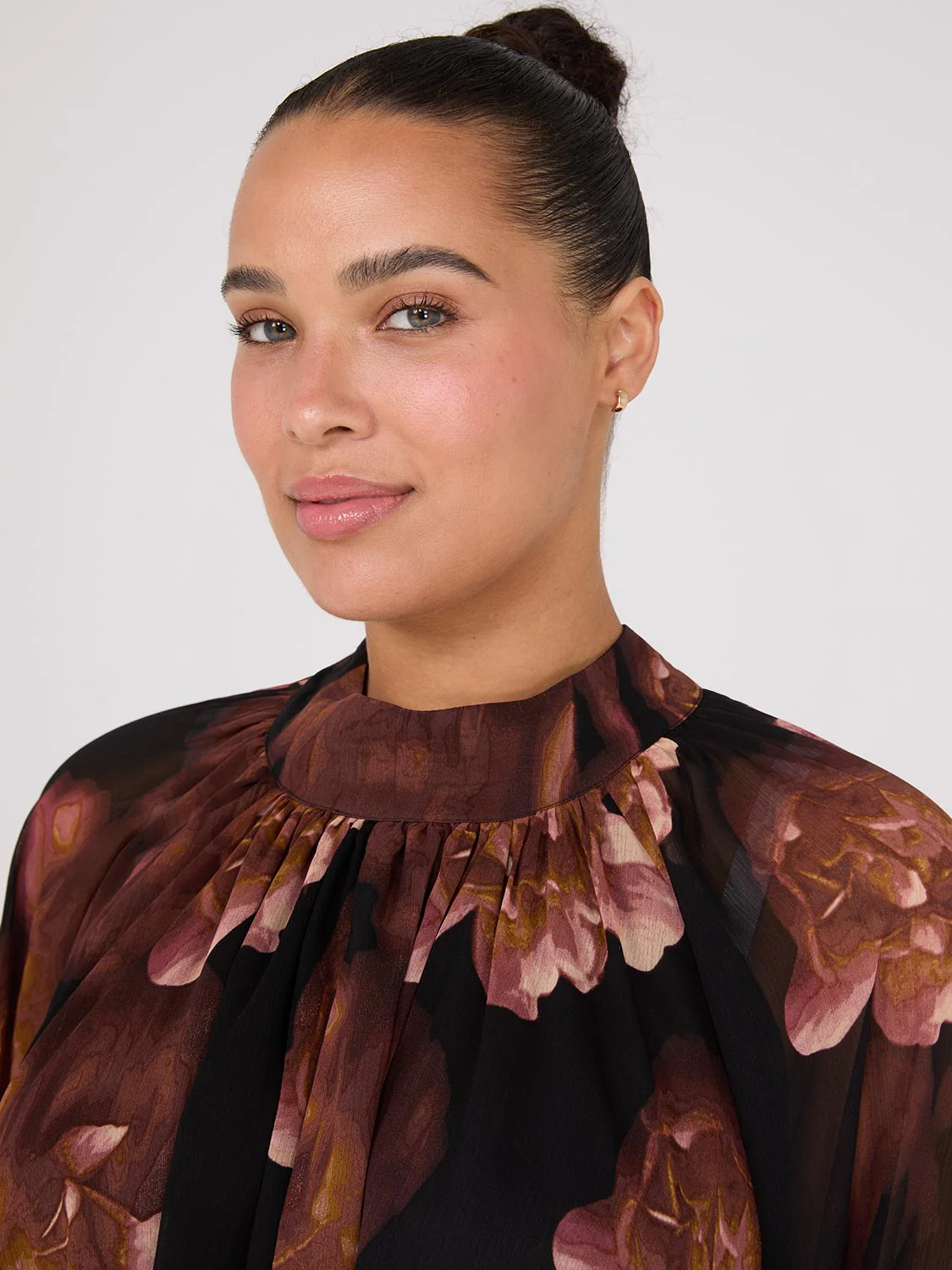 Printed Chiffon High Neck Blouse